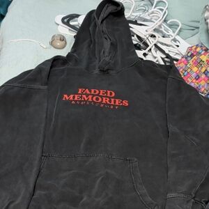 Black 'Faded Memories' Hoodie with Red Graphic